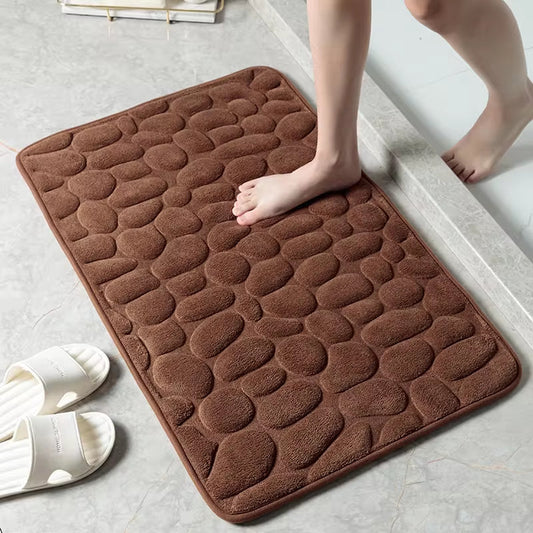 Cobblestone Embossed Memory Foam Bath Mat – Non-Slip & Ultra Absorbent