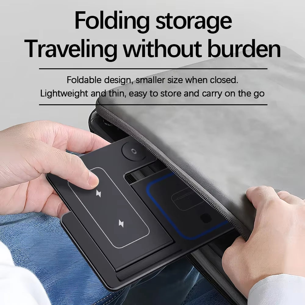 3-in-1 Wireless Charging Station with LED – Foldable Fast Charger