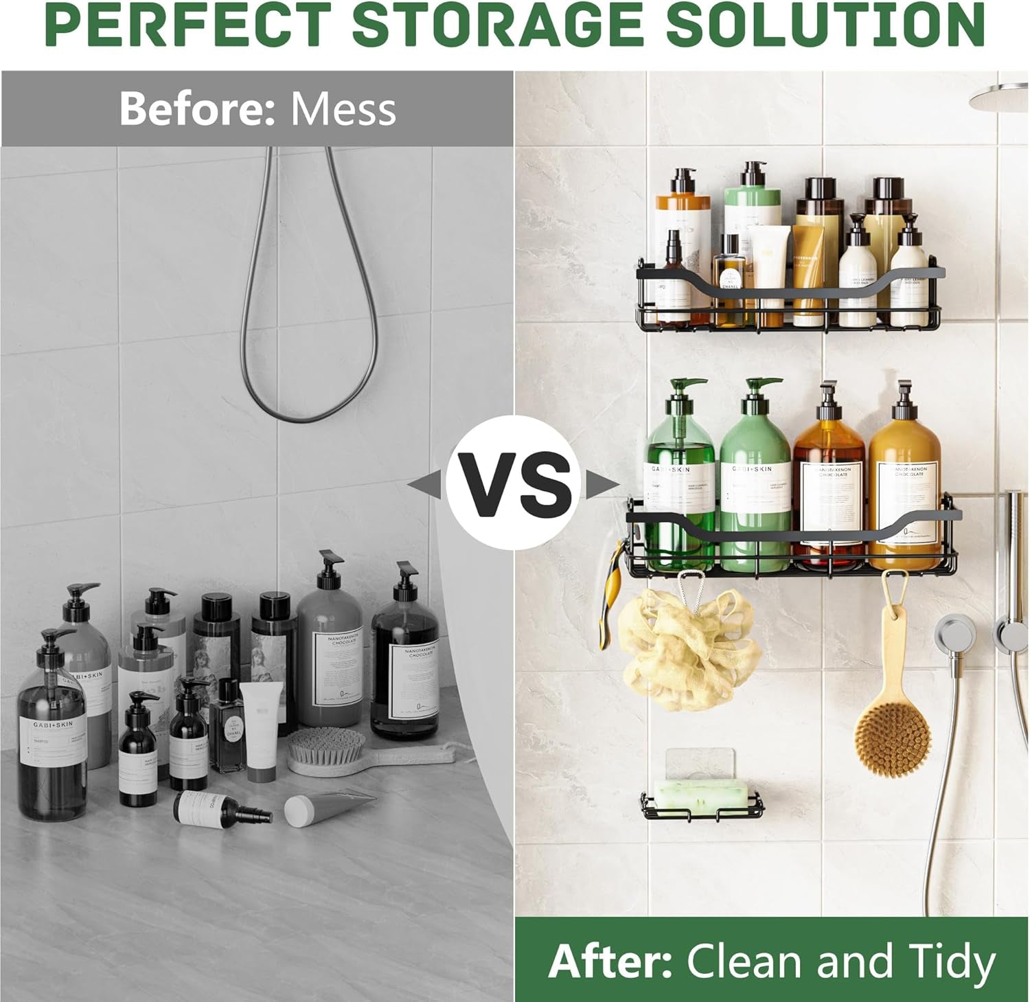 3-Pack Corner Shower Caddy – Adhesive Stainless Steel Bathroom Organiser with Soap Holder & Hooks | No-Drill Rustproof Shower Shelves