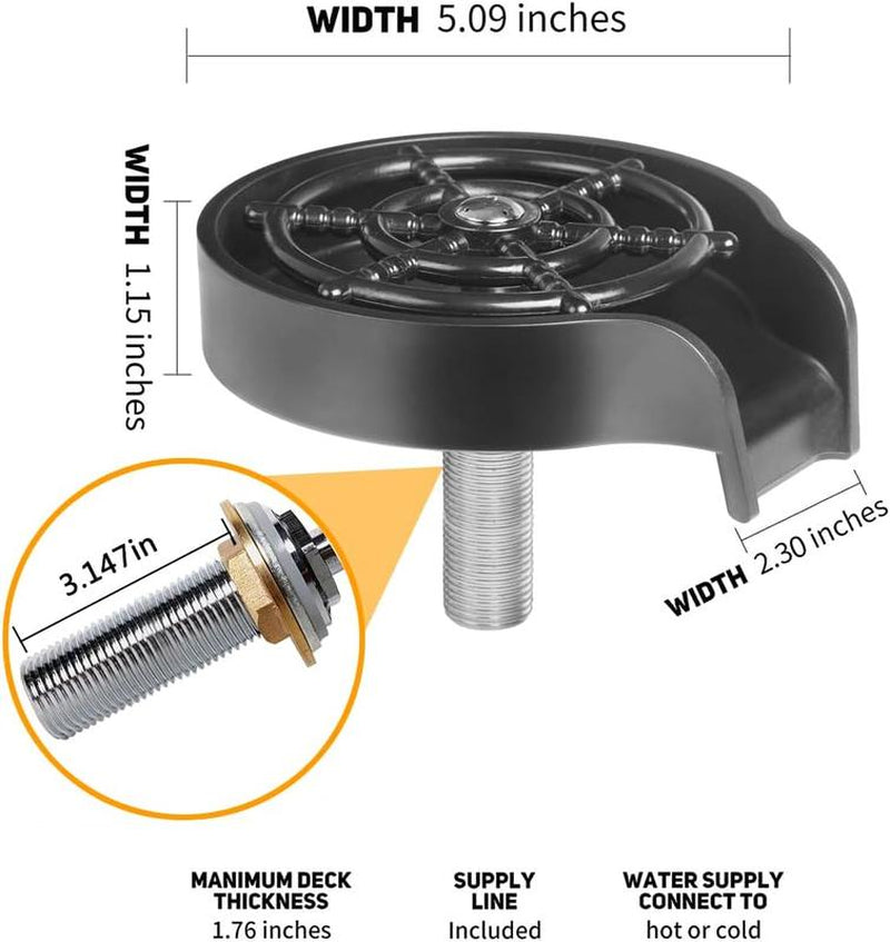 Matte Black Automatic Glass Rinser