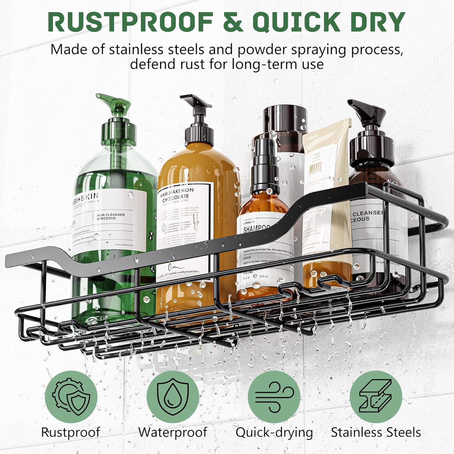 3-Pack Corner Shower Caddy – Adhesive Stainless Steel Bathroom Organiser with Soap Holder & Hooks | No-Drill Rustproof Shower Shelves